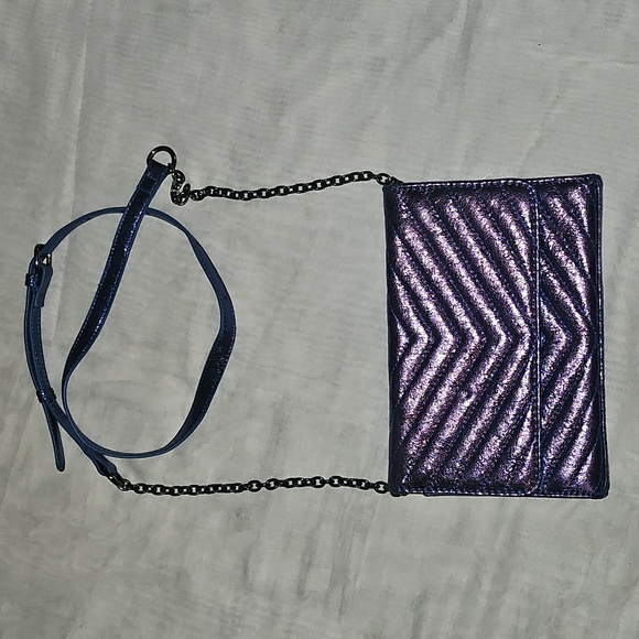 Metallic Blue & Purple Quilted Crossbody Bag - Picture 1 of 16